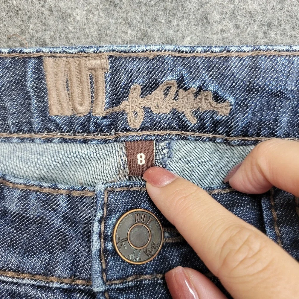 Kut From The Kloth Jeans Womens 8 Medium Wash Bootcut Embroidered Stretch Y2K - Picture 11 of 14